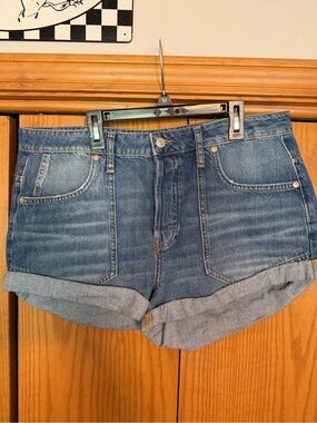 We The Free Blue Rolled-Hem Denim Shorts